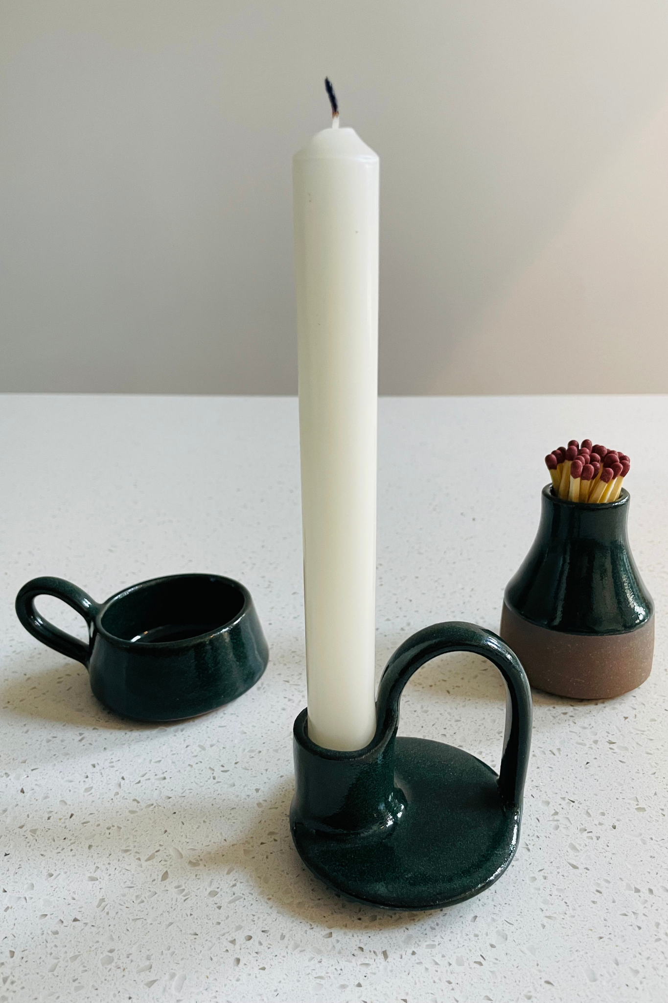 CERAMIC CANDLE HOLDER FOREST PINE