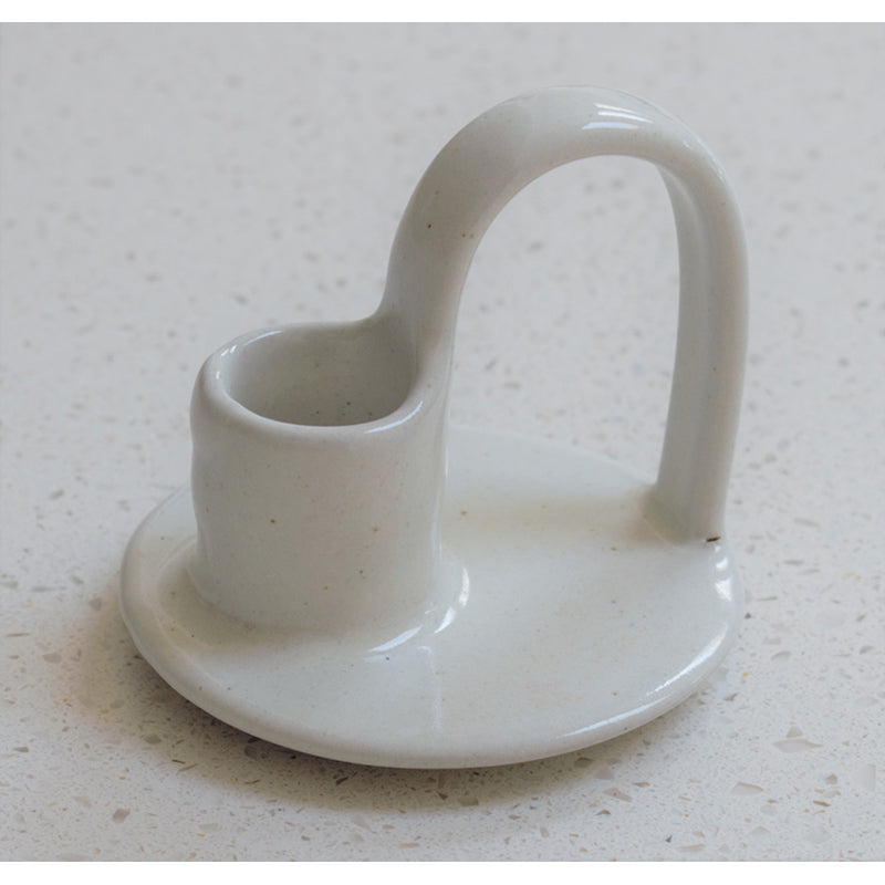 CERAMIC CANDLE HOLDER WHITE