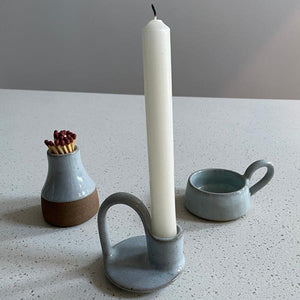 CERAMIC CANDLE HOLDER EGGSHELL