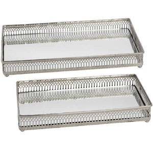 SET OF RECTANGULAR NICKEL PLATED TRAYS