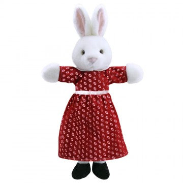 RABBIT IN RED DRESS HAND PUPPET