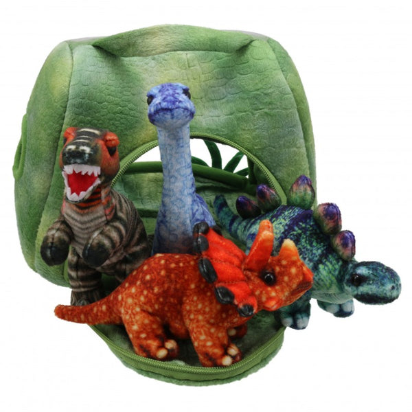 DINOSAUR HOUSE SOFT TOY FINGER PUPPET SET