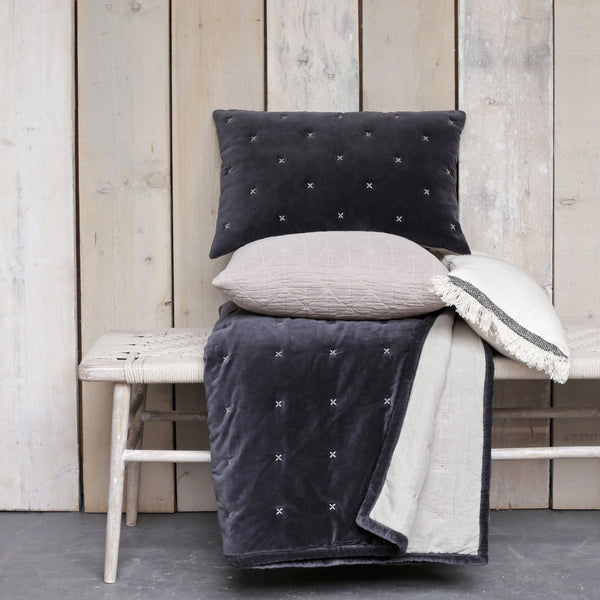 ABY DARK GREY VELVET CUSHION