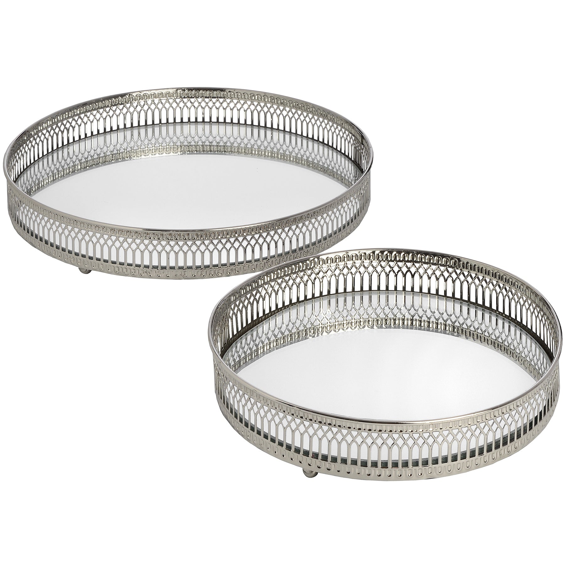 SET OF TWO CIRCULAR NICKLE TRAYS