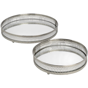 SET OF TWO CIRCULAR NICKLE TRAYS