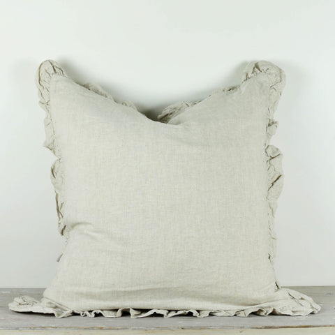 OLIVIA RUFFLE 100% LINEN PILLOW NATURAL 65x65cm