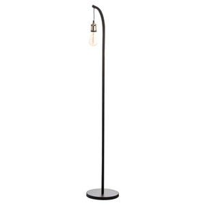 INDUSTRIAL BLACK AND BRASS FLOOR LAMP INC BULB