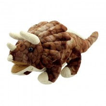 BABY DINOSAUR TRICERATOPS (BROWN) SOFT TOY / HAND PUPPET