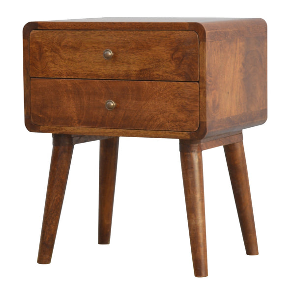 CURVED CHESTNUT BEDSIDE