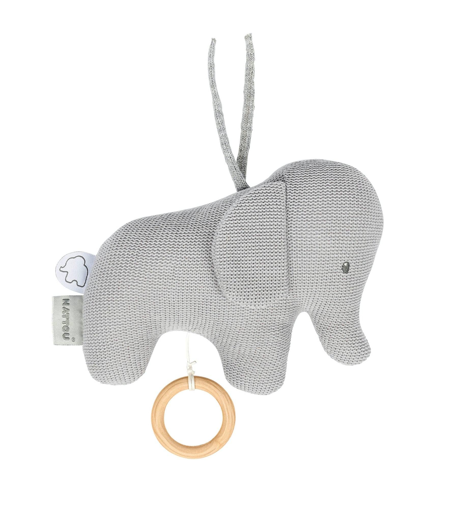 NATTOU TEMBO - COTTON ELEPHANT MUSICAL KNITTED GREY