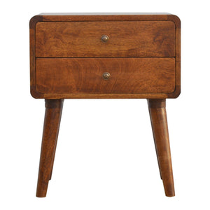 CURVED CHESTNUT BEDSIDE