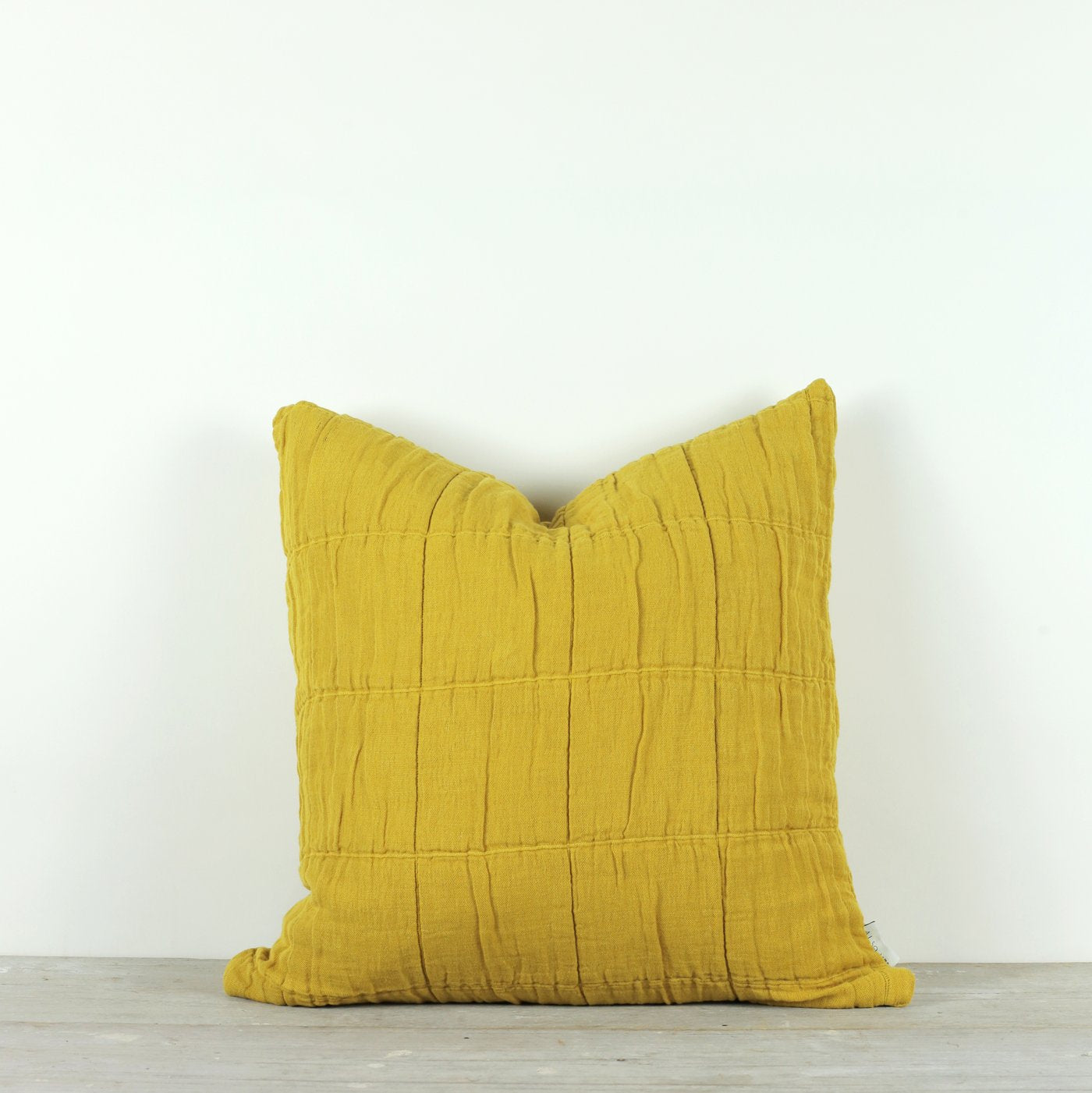 NORA GRID CUSHION - TURMERIC