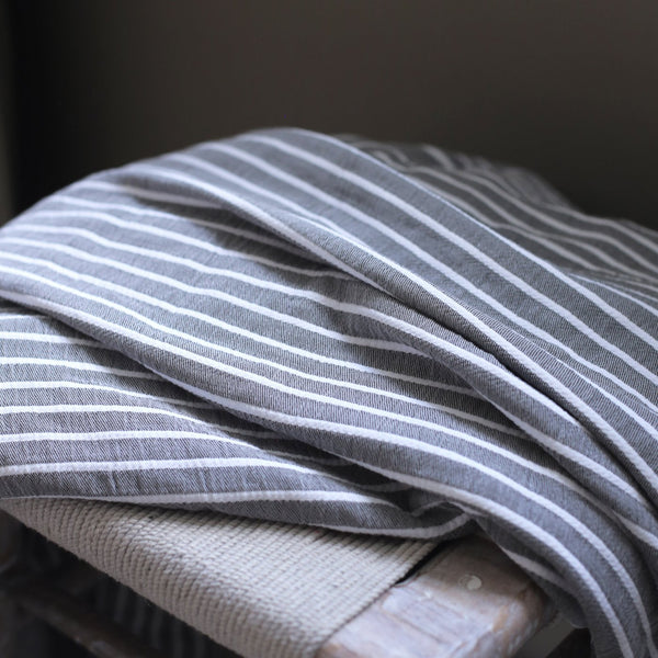 YAMI GREY STRIPE COTTON THROW