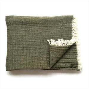 SOFT COTTON KHAKI GREEN THROW