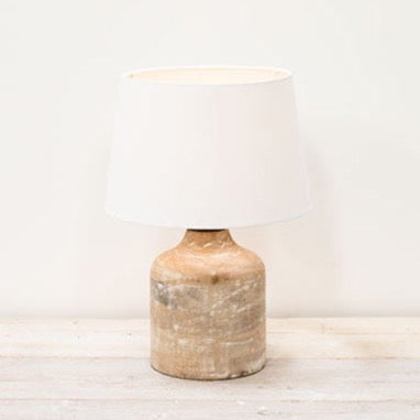 VARA SMALL MANGO WOOD LAMP WITH WHITE SHADE