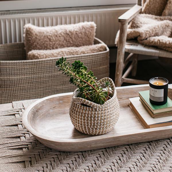 MO MANGO WHITEWASHED WOOD TROUGH LARGE