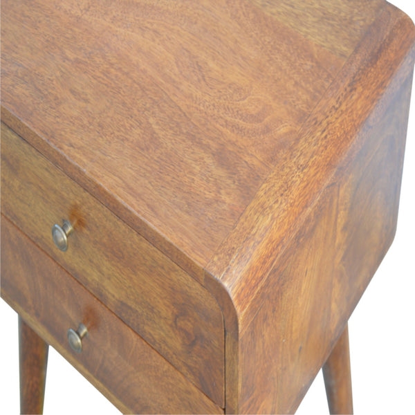 CURVED CHESTNUT BEDSIDE