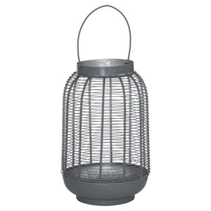 MEDIUM SILVER AND GREY GLOWRAY WIRE LANTERN