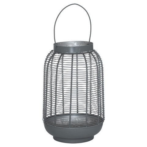 MEDIUM SILVER AND GREY GLOWRAY WIRE LANTERN