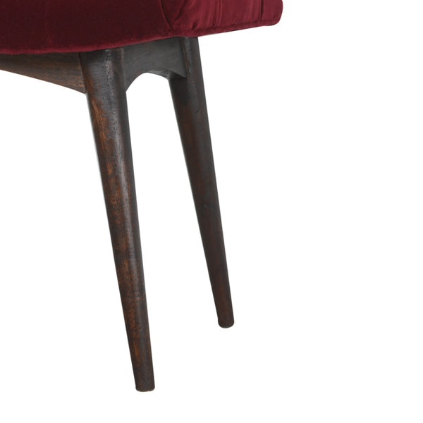 BURGANDY RED COTTON VELVET CURVED BENCH