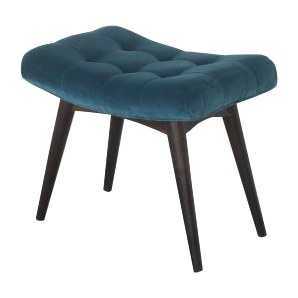 TEAL COTTON VELVET CURVED BENCH