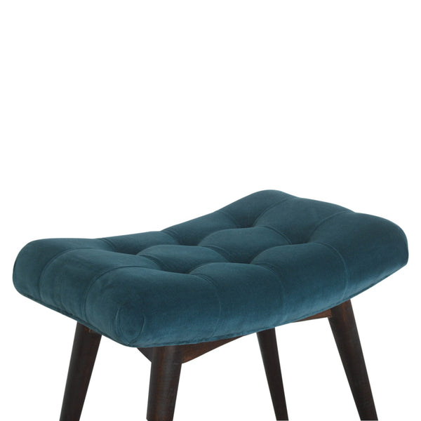 TEAL COTTON VELVET CURVED BENCH