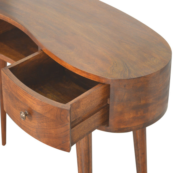 CHESTNUT CURVED WRITING DESK WITH 2 DRAWERS