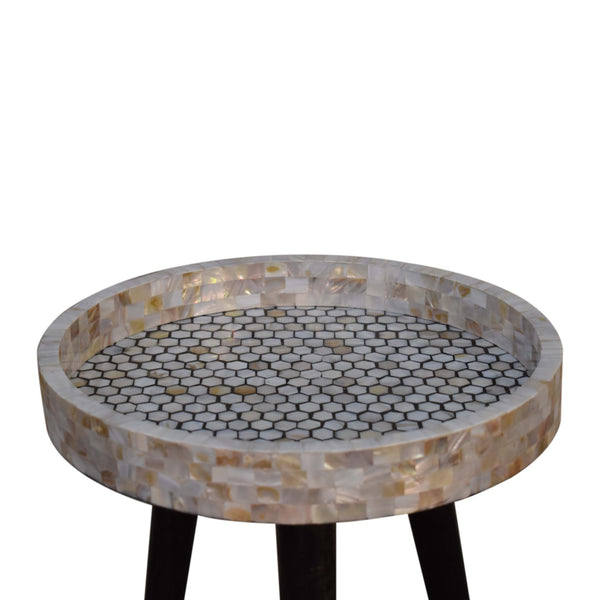 MOSAIC SHELL INLAY SIDE TABLE