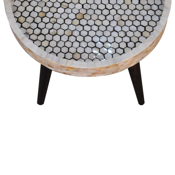 MOSAIC SHELL INLAY SIDE TABLE