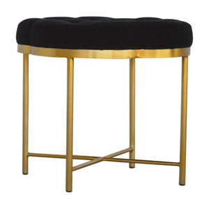 CLOVER BLACK VELVET FOOTSTOOL