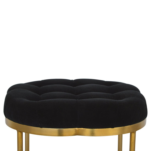 CLOVER BLACK VELVET FOOTSTOOL