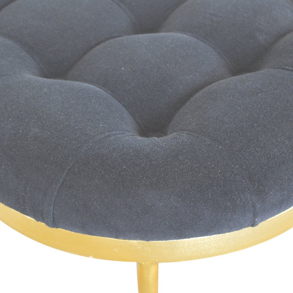 CLOVER BLACK VELVET FOOTSTOOL