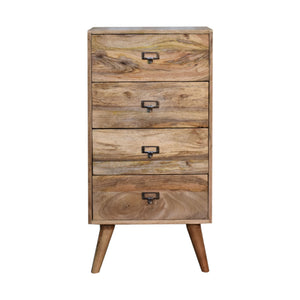 SOLID WOOD 4 DRAWER TALL CABINET - LIGHT OAK