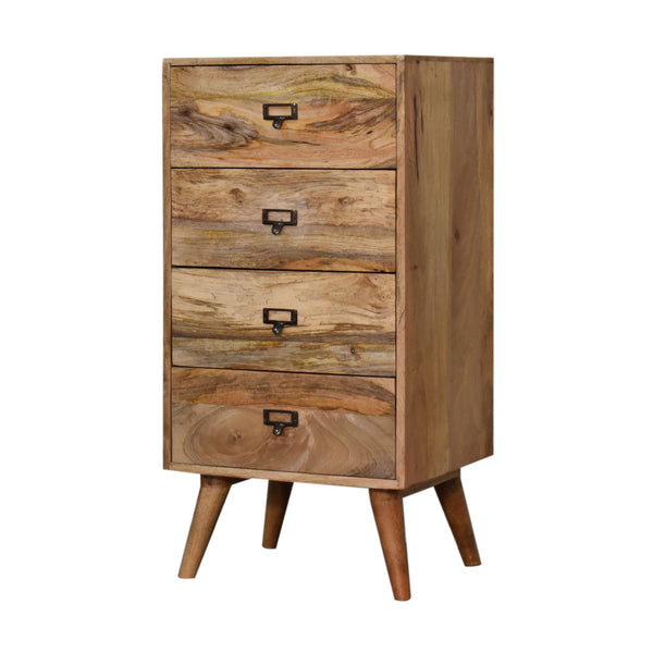 SOLID WOOD 4 DRAWER TALL CABINET - LIGHT OAK