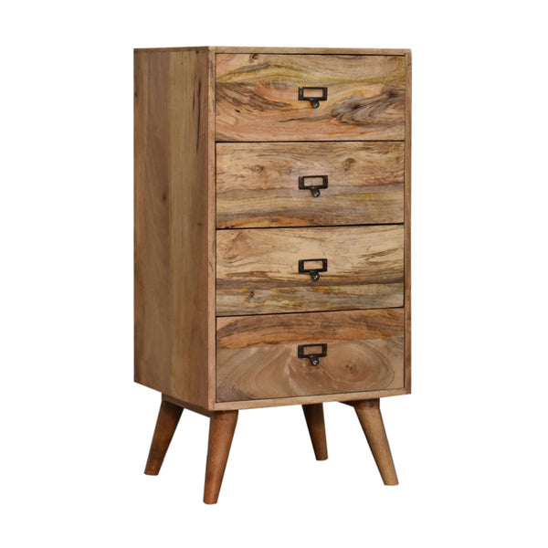 SOLID WOOD 4 DRAWER TALL CABINET - LIGHT OAK