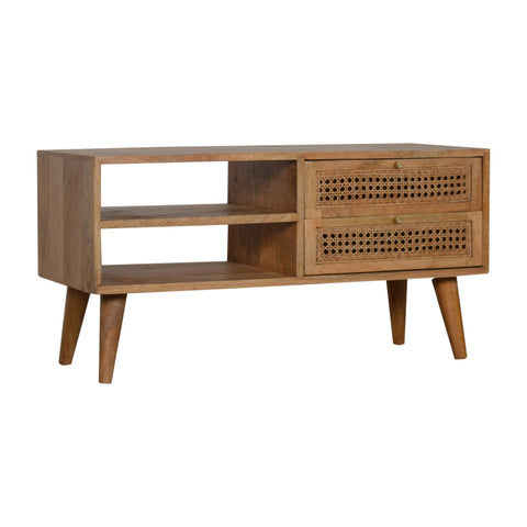 RATTAN LIGHT OAK MEDIA CABINET