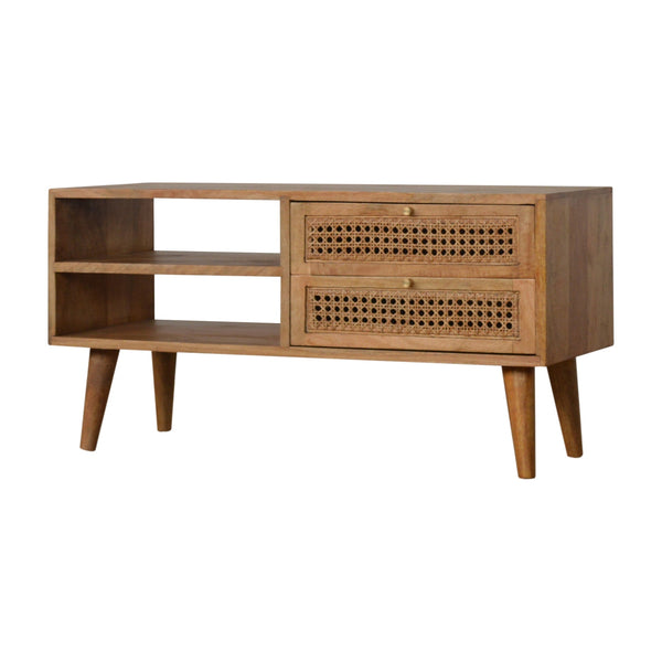 RATTAN LIGHT OAK MEDIA CABINET