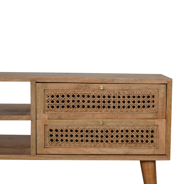 RATTAN LIGHT OAK MEDIA CABINET