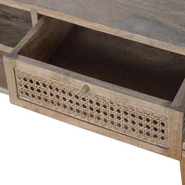 RATTAN LIGHT OAK MEDIA CABINET