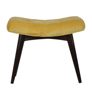 MUSTARD COTTON VELVET CURVED BENCH