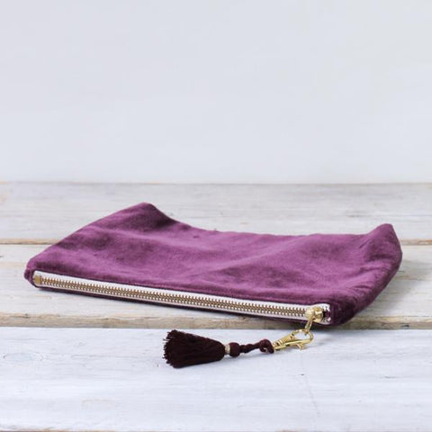 LULEA BERRY COTTON VELVET SMALL POUCH