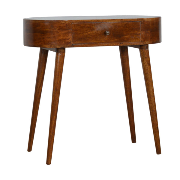 SOLID WOOD ROUNDED CONSOLE TABLE CHESTNUT