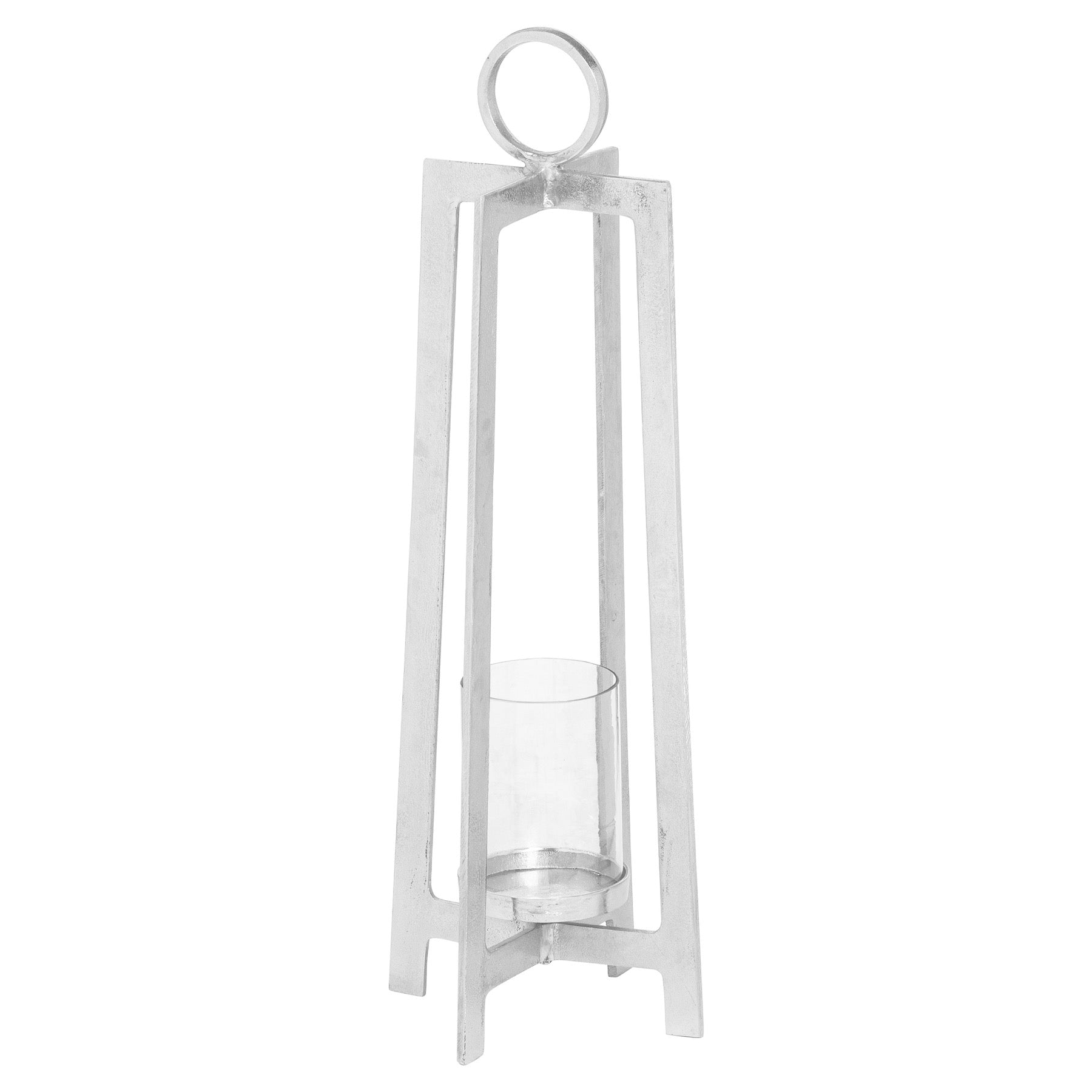 SILVER TALL FLOOR LANTERN