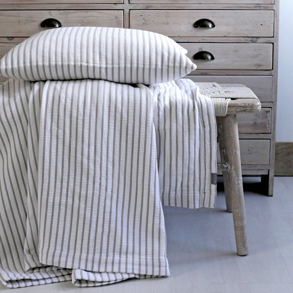 HIKARI TAUPE STRIPE COTTON THROW