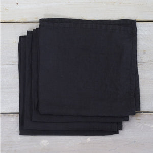 LINEN NAPKIN SET BLACK