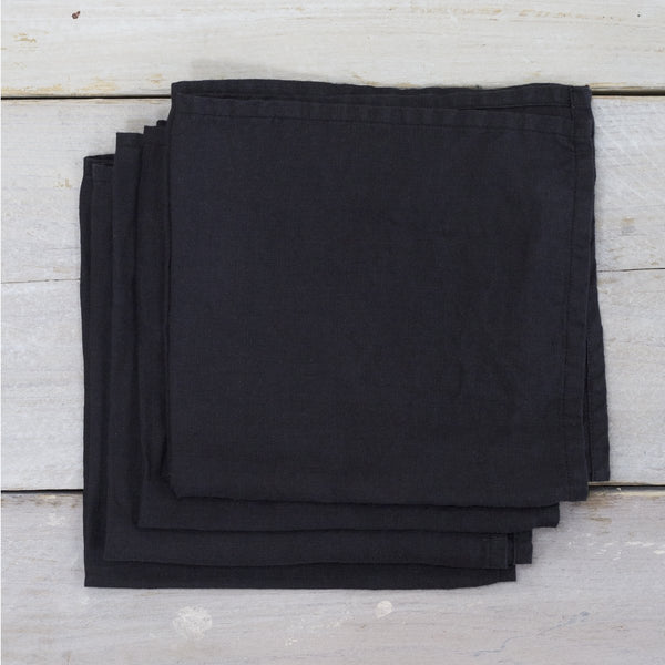 LINEN NAPKIN SET BLACK