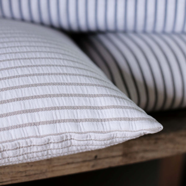 HIKARI TAUPE STRIPE COTTON CUSHION