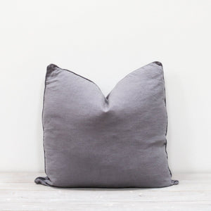 LISBON 100% LINEN CUSHION PEWTER GREY