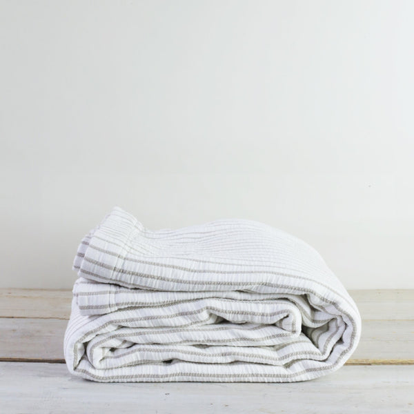 HIKARI TAUPE STRIPE COTTON THROW