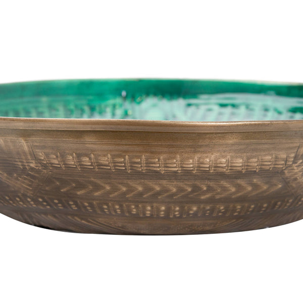 BRASS EMBOSSED CERAMIC LARGE BOWL